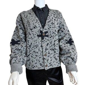 Vintage Workers For Freedom Japan 100% Wool Cardigan Sweater Gray Women's M